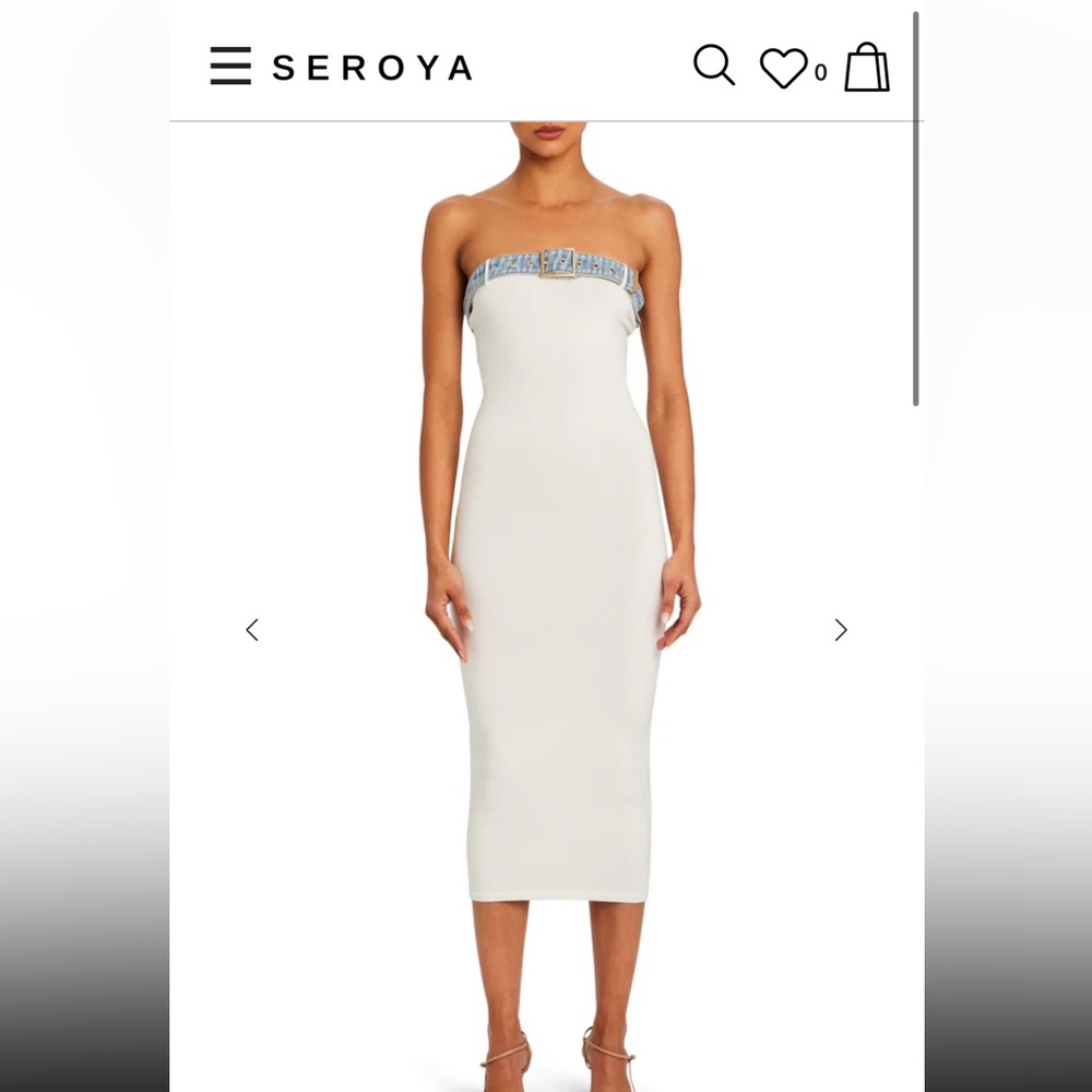 SEROYA BLANCHE KNIT DENIM DRESS